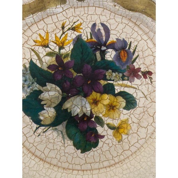 VTG BON JOUR Coasters Crack Floral Design Stand Holder 6 Piece KOREA - Picture 8 of 13